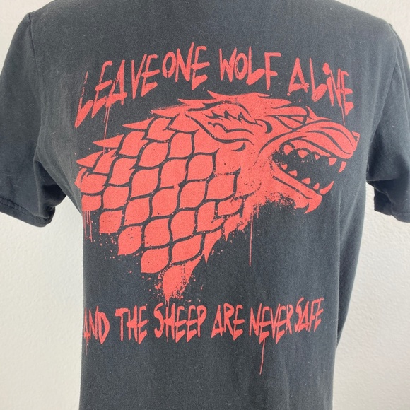 Game of Thrones Black T Shirt Leave One Wolf Alive The Sheep Are Never Safe Med - Picture 2 of 7